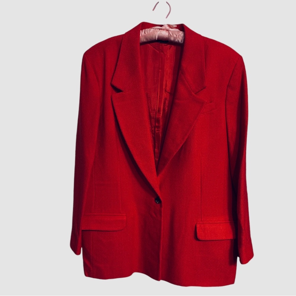 HAWKSLEY & WIGHT VINTAGE RED WOOL BLAZER WITH POCKETS - Picture 8 of 16